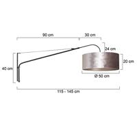 Steinhauer WandlampElegant Classy 50cm zwart met taupe velourse kap - 8134ZW - thumbnail