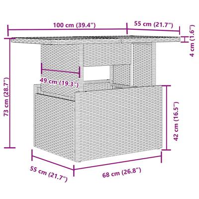 11-delige Loungeset met kussens poly rattan zwart