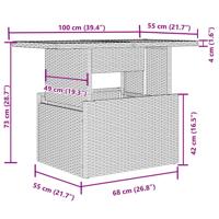 10-delige Loungeset met kussens poly rattan zwart - thumbnail