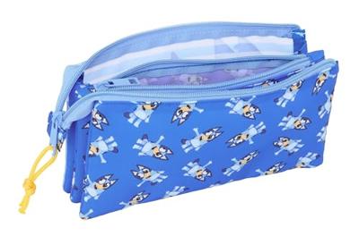 Pennenetui met 3 vakken Bluey Let's play Blauw 22 x 12 x 3 cm