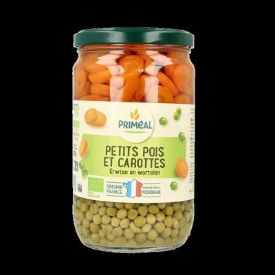 Primeal Doperwten en wortelschijfjes bio 660 Gram