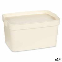 Opbergbak met Deksel Crème Plastic 2,3 L 13,5 x 11 x 20 cm (24 Stuks) - thumbnail