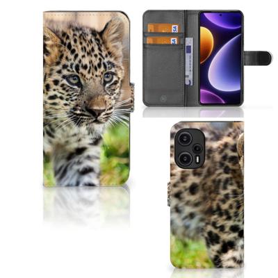 Xiaomi Poco F5 | Telefoonhoesje | Met pasjeshouder | Baby Luipaard