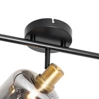 QAZQA Plafondspot zwart met smoke glas langwerpig 3-lichts - Zuzanna - thumbnail