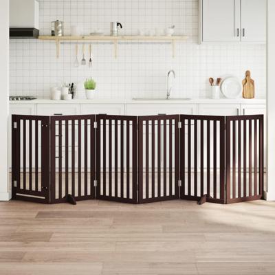 Hondenhek inklapbaar 6 panelen 300 cm populierenhout bruin