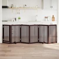 Hondenhek inklapbaar 6 panelen 300 cm populierenhout bruin - thumbnail