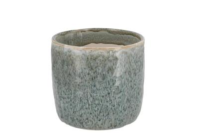 Iron stone lichtblauwe geglazuurde pot 12x11cm