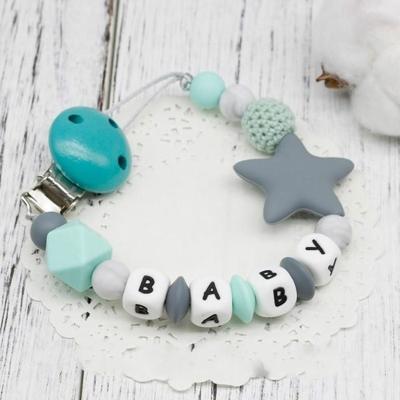 3 PC'S DIY siliconen baby fopspeen clip kleurrijke fopspeen keten (blauw)
