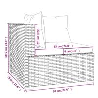 5-delige Loungeset met kussens poly rattan bruin - thumbnail