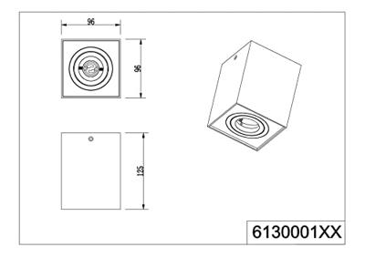 Trio PlafondlampBiscuit vierkant wit - 613000134
