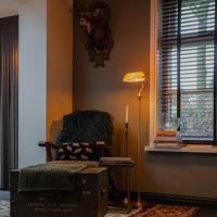 QAZQA Klassieke notaris vloerlamp brons met geel glas - Banker - thumbnail