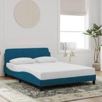 Bedframe met hoofdeinde "Dover" fluweel blauw 140x200 cm - thumbnail