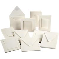Creativ Company Passepartout kaarten, afmeting kaart 10,5x15 + 12,5x12,5 cm, inhoud kan variëren , off-white, 50 set/ 1 doos - thumbnail