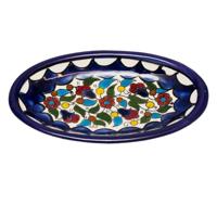 Bonte Ovale Fair-Trade Schaal met Bloemen - thumbnail