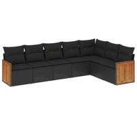8-delige Loungeset met kussens poly rattan zwart - thumbnail