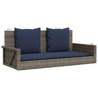 Schommelbank met kussens 119x56x48 cm poly rattan grijs - thumbnail