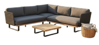 Massarosa lounge corner set anthracite alu/rope anthracite/acacia teak look Eurofar - Eurofar - thumbnail