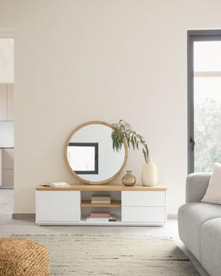 Kave Home TV-meubel 'Abilen' Eiken, 150 x 44cm, kleur Wit