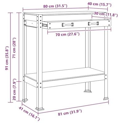 Werkbank met lade Zwart 80 x 40 x 91 cm Bewerkt hout en metaal