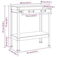 Werkbank met lade Zwart 80 x 40 x 91 cm Bewerkt hout en metaal - thumbnail