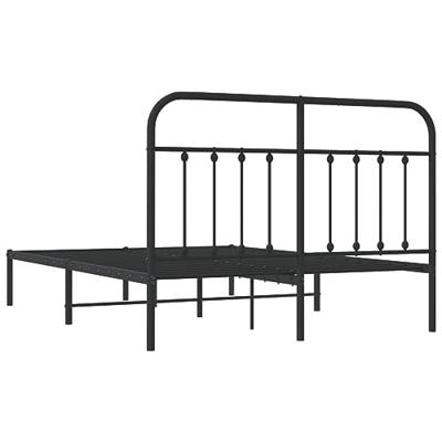 Bedframe met hoofdbord metaal zwart 140x190 cm