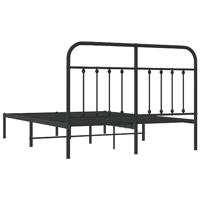 Bedframe met hoofdbord metaal zwart 140x190 cm - thumbnail