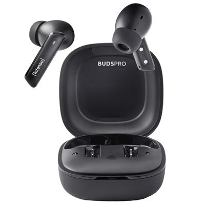Intenso Buds Pro T500HAE schwarz In Ear oordopjes Bluetooth Zwart Noise Cancelling Waterafstotend Mobiele telefoon