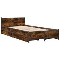 Bedframe met lades bewerkt hout gerookt eikenkleurig 75x190 cm - thumbnail