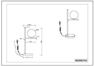 Trio TafellampPure 52cm mat messing met wit - 502000108