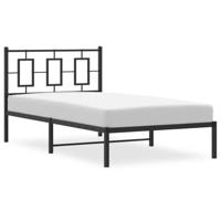 Bedframe met hoofdbord metaal zwart 100x190 cm - thumbnail