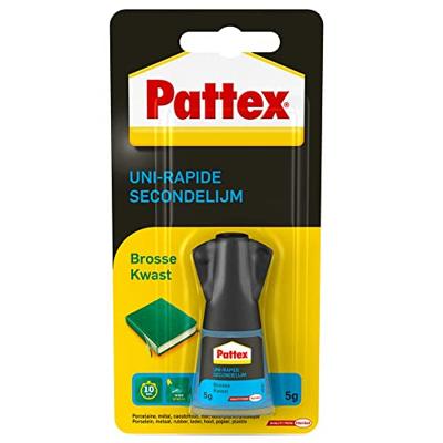 Secondelijm Pattex met kwast vloeibaar 5 gram Secondelijm Pattex met kwast vloeibaar 5 gram