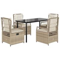 5-delige Tuinset met kussens poly rattan beige - thumbnail