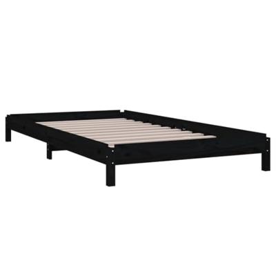 Bed stapelbaar 90x200 cm massief grenenhout zwart