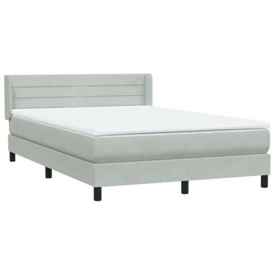 Boxspring met matras fluweel lichtgrijs 140x210 cm