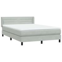 Boxspring met matras fluweel lichtgrijs 140x210 cm - thumbnail