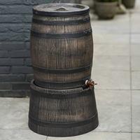 Nature regenton met hout-look 50 l 38x49,5 cm bruin - thumbnail