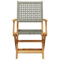 Tuinstoelen 2 st massief acaciahout en poly rattan grijs - thumbnail