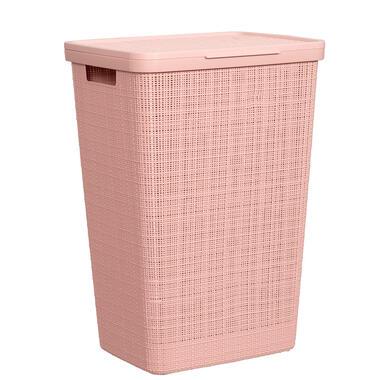 Curver wasmand met deksel jute-look 58l roze