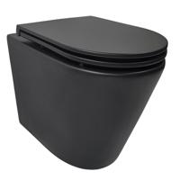 Wiesbaden Rimless Wandcloset Tornado Flush Mat Zwart Met Flatline Toiletzitting Softclose En Quick Release Mat Zwart - thumbnail