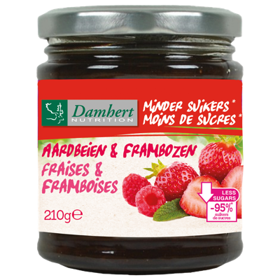 Damhert Low Carb Confituur framboos/aardbei Damhert Low Carb Confituur framboos/aardbei