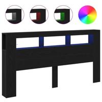 LED Hoofdbord Zwart eiken 200 x 18.5 x 103.5 cm Bewerkt hout - thumbnail