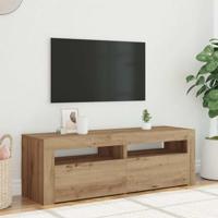 Tv-meubel met LED 120x35x40 cm bewerkt hout artisanaal eiken - thumbnail