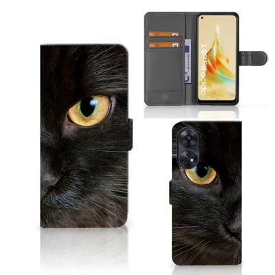 OPPO Reno8 T 4G | Telefoonhoesje | Met pasjeshouder | Zwarte Kat