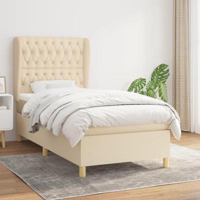 Boxspring met matras stof crèmekleurig 90x190 cm