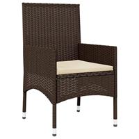 4-delige Loungeset met kussens poly rattan bruin - thumbnail