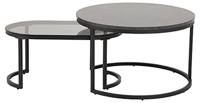 Bendt Salontafel 'Flemming' Set van 2 stuks, Marmerlook en glas, kleur zwart - thumbnail
