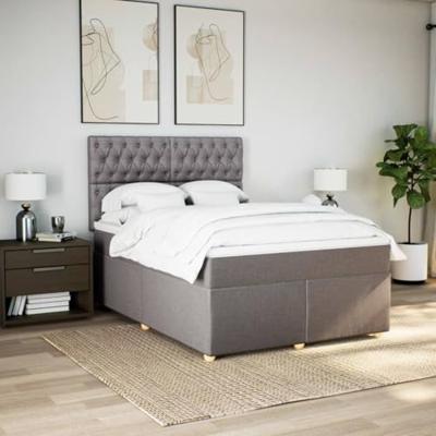 Boxspring met matras stof taupe 140x190 cm