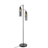 QAZQA Moderne vloerlamp zwart met smoke glas 2-lichts - Stavelot - thumbnail