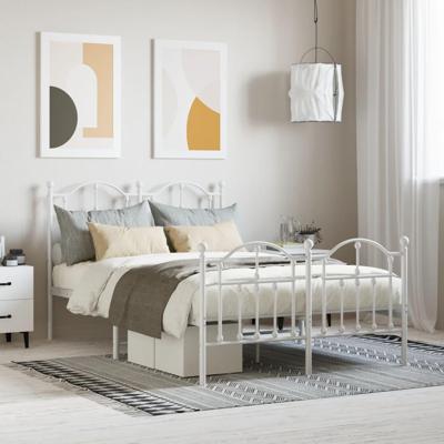 Bedframe met hoofd- en voeteneinde metaal wit 120x200 cm