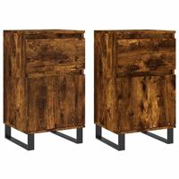 Dressoirs 2 st 40x35x70 cm bewerkt hout gerookt eikenkleurig - thumbnail